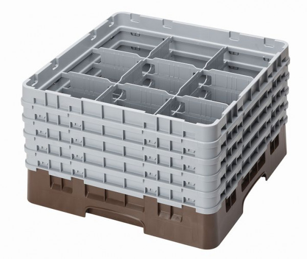 Panier de lavage Cambro 9 compartiments Camrack® 25,8 cm Marron, lot de 2, 9S958167