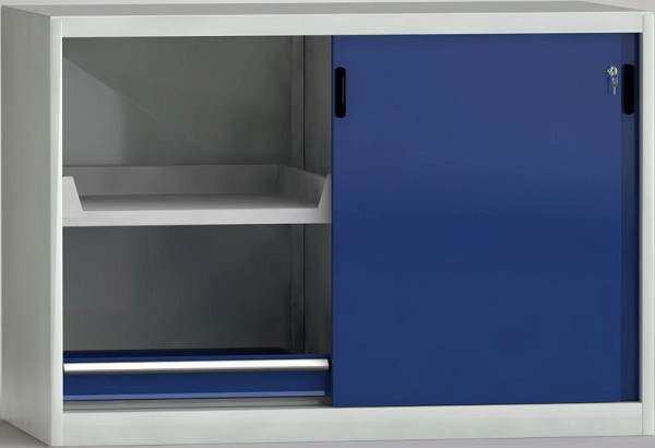 Armoire à portes coulissantes KLW comme armoire côté machine 1000 x 1500 x 815 H x L x P avec portes coulissantes verrouillables, cloison centrale, 7SS-ST1000ETB-008MPB
