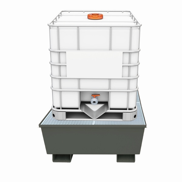 Lèchefrite industrielle Eichinger à parois latérales coniques, avec grille, 1 x IBC bleu gentiane, 30102000000971