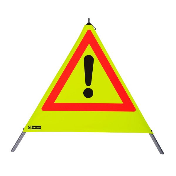 Pyramide d'avertissement NESTLE 90cm WAPY 90RG, cadre lourd avec mécanisme à ressort, feuille rétro jaune, point d'exclamation VZ101, 19007001