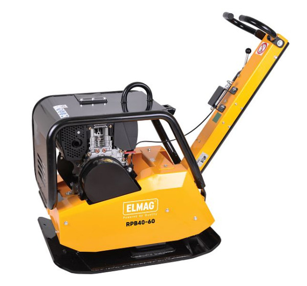 Plaque vibrante ELMAG réversible, RPB40-60 avec moteur Honda GX270, démarrage électrique, force centrifuge 4000, avec cadre de protection en acier, 63021