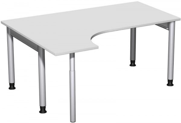 Bureau PC geramöbel gauche, réglable en hauteur, 1600x1200x680-820, gris clair/argent, N-657308-LS