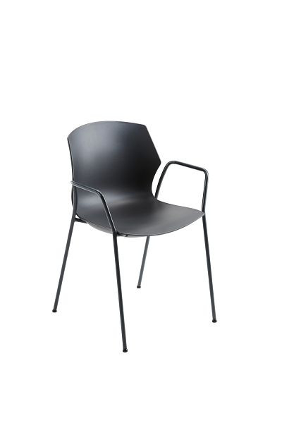 Mayer Sitzmöbel myPRIMO chaise empilable avec accoudoirs, coque d'assise en plastique anthracite, structure anthracite, 2510_17_01_A