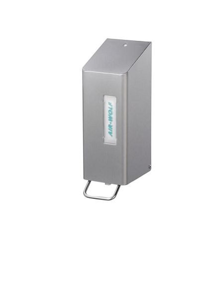 Distributeur de savon et de désinfectant Air Wolf, série Omega, H x L x P : 288 x 97 x 142 mm, 600 ml, acier inoxydable revêtu, 29-001