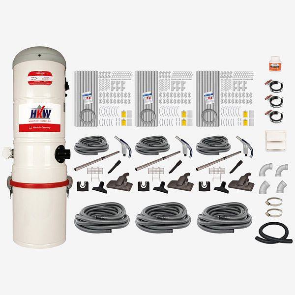 Kit complet HKW LARGE 4 (RETRAFLEX) - 6 prises d'aspiration, tuyau d'aspiration 12 m, 2400212