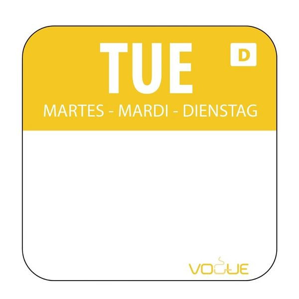 Étiquettes de rotation alimentaire auto-dissolvantes Vogue Mardi, UE : 1000 pièces, U778