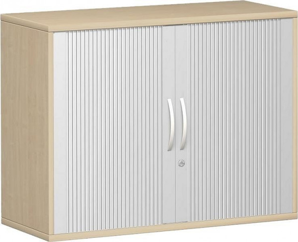 Armoire à volets roulants croisés à ajouter geramöbel 1 étagère décorative, avec pieds réglables, verrouillable, 800x425x720, argent/érable, N-10Q7210-SA