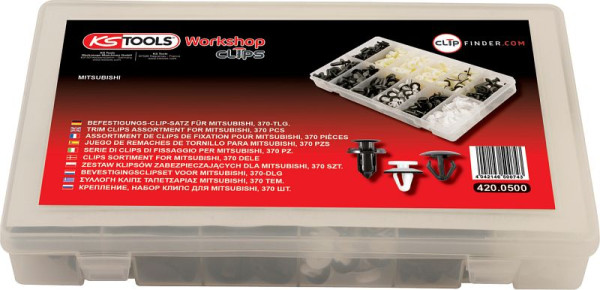 Jeu de clips de fixation KS Tools pour Mitsubishi, 370 pièces, 420.0500