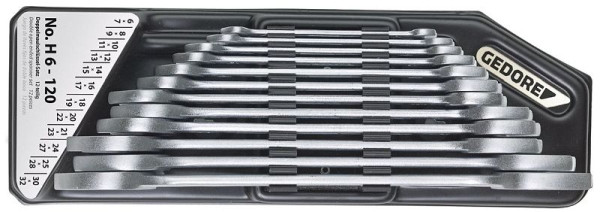 Jeu de clés à fourche double GEDORE dans support, 12 pièces, 6-32 mm, 6079750