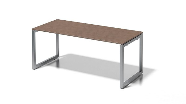 Bureau Bisley Cito, structure en O hauteur fixe 730 mm, H 19 x L 1800 x P 800 mm, noyer/argent, DOF1808WN355