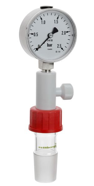 Manomètre de surpression Rettberg, complet avec filetage adaptateur GL 32 sur Kern NS 29/32, 397020000