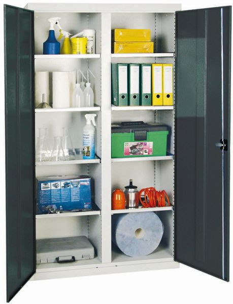 armoire à outils et matériaux contondants série 2000, 7035/7016, 8 étagères, cloison centrale, 2004071