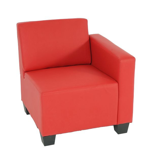 Mendler Modular partie latérale droite, fauteuil avec accoudoirs Lyon, simili cuir, rouge, 21695