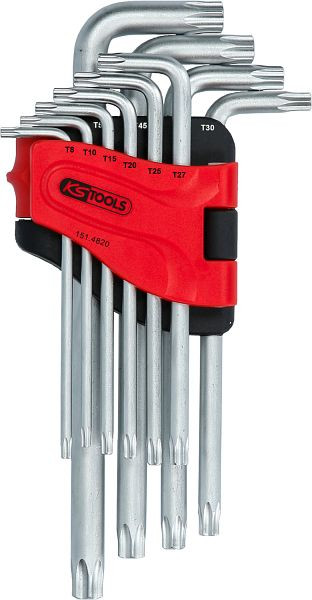 KS Tools Jeu de clés coudées Torx avec alésage, longues, 10 pièces, TB8-TB50, 151.4820