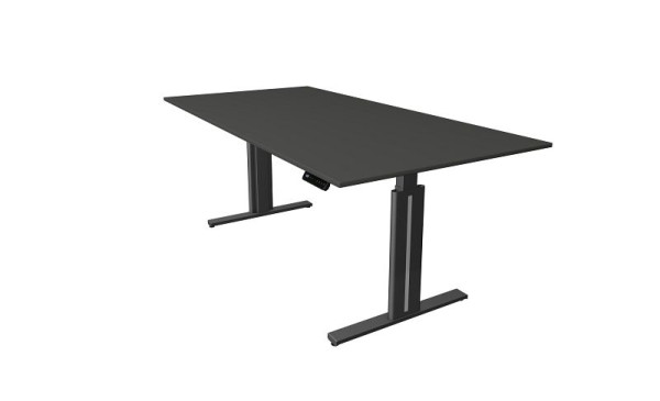 Table assis/debout Kerkmann L 2000 x P 1000 mm, réglable en hauteur électriquement de 720 à 1200 mm, fonction mémoire, 4 hauteurs, anthracite, 10324413