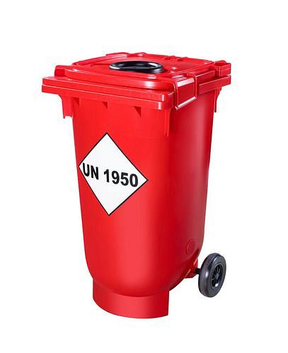 Bidon de transport DENIOS avec ouverture pour bombes aérosols vides, 200 litres, 271-779