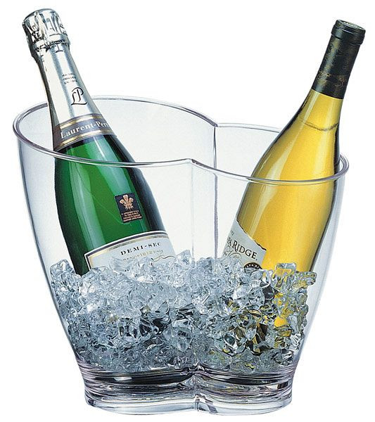 Refroidisseur à vin/champagne APS, 30,5 x 21,5 cm, hauteur : 26 cm, MS, limpide, 4 litres, convient pour 2 bouteilles, 36056