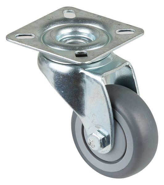 Rouleau d'appareil BS rollers, plateau, largeur de roue 20 mm, roue Ø 50 mm, capacité de charge 50 kg, bande de roulement en caoutchouc gris, roulement à billes, lot de 8, A300.A85.050
