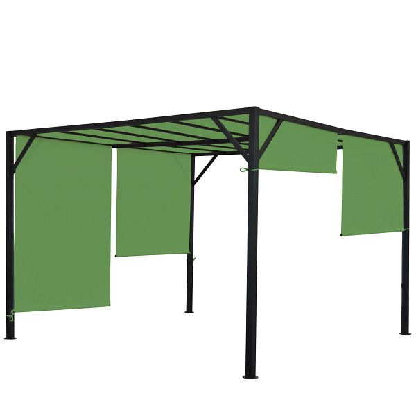 Mendler Pergola Baia, toit de terrasse de pavillon de jardin, cadre en acier stable de 6 cm + toit ouvrant vert, 3x3 m, 75857 + 75851