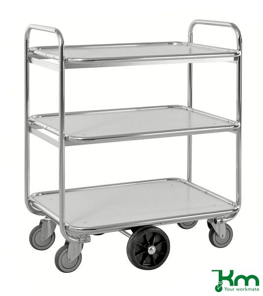 Chariot de préparation Kongamek avec 3 étagères, 1300 x 630 x 1100 mm, KM8500-3L