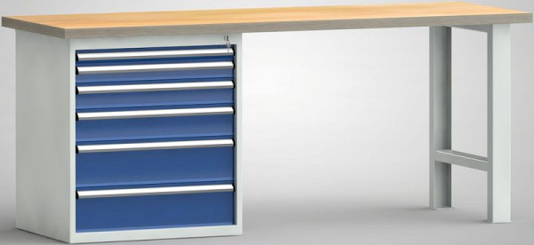 Etabli standard KLW - 2000 x 700 x 840 mm, avec plateau multiplex en hêtre 2000 x 700 x 40 mm, WS523N-2000M40-E7023