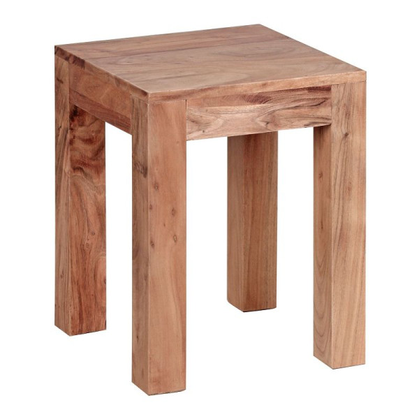 Wohnling table d'appoint MUMBAI en bois d'acacia massif 35 x 35 cm, design style maison de campagne marron foncé, WL1.589