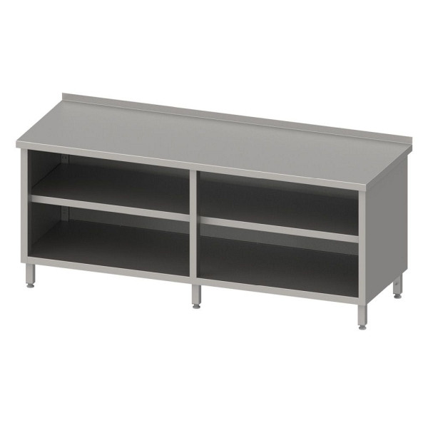 Armoire de travail Stalgast ouverte avec base et étagère intermédiaire 2000x700x850mm, avec dosseret, soudée, VAS20700A