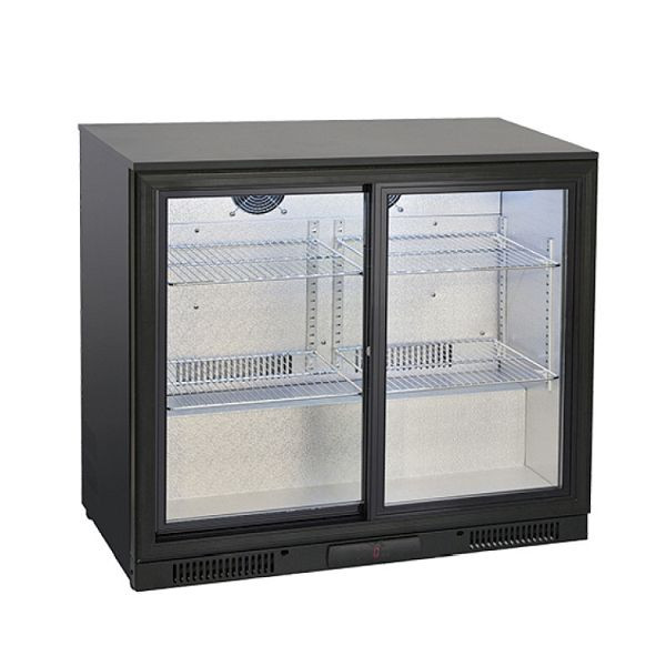 Réfrigérateur bar Gastro-Inox avec 2 portes coulissantes, 175 litres, 2 portes coulissantes, refroidissement statique avec ventilateur, 206.004