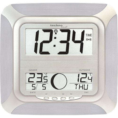 Horloge murale radio Technoline DCF-77 avec possibilité de réglage manuel, dimensions (LxHxP): 255 x 243 x 31 mm, WS 8118