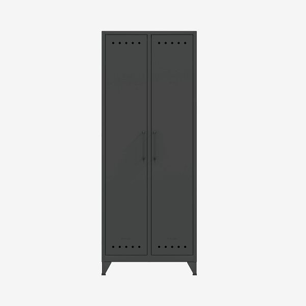 Armoire Bisley Fern Maxi, avec tringle à vêtements et étagère fixe, gris anthracite (634), FERMAX634
