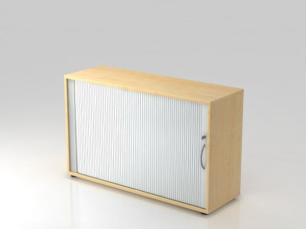 Armoire à volet roulant Hammerbacher horizontale, 2OH poignée arquée 120 cm érable/argent, 120x40x74,8 cm (LxPxH), V1732S/3/S/BM
