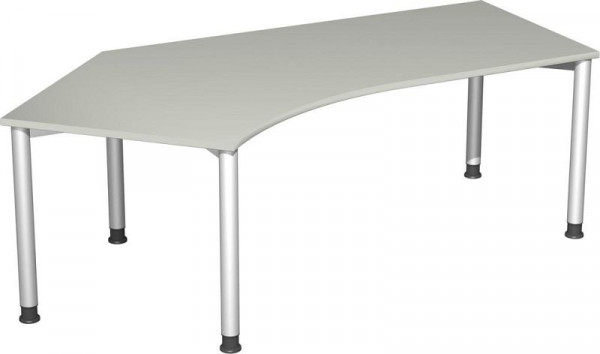bureau geramöbel 135° gauche réglable en hauteur, 2166x1130x680-800, gris clair/argent, S-555315-LS