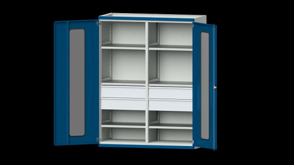 Etablis ANKE, armoire pour charges lourdes, modèle 402, 1485 x 630 x 1950 mm, zone de visualisation en plexiglas, RAL 7035/5010, 620.292