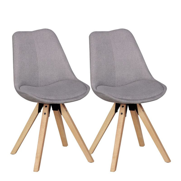 Wohnling Lot de 2 chaises de salle à manger rétro Lima gris clair WL5.029