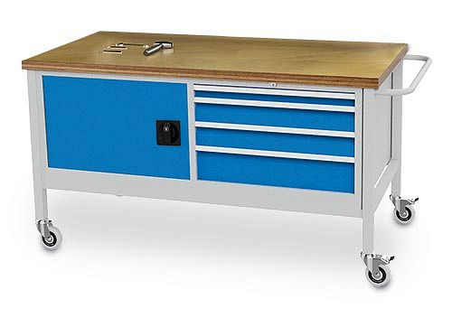 Chariot d'atelier Bedrunka+Hirth T736 R 24-24, 1x50, 2x100, 1x150 mm, tiroir à extension complète 100%, 1500 x 750 x 860 mm, 04.15.24V