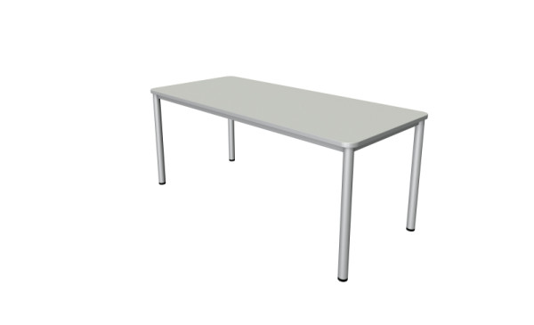 Kerkmann Desk Prime - L 1800 x P 800 x H 750 mm, cadre 4 pieds en aluminium argent, gris clair, 11040711