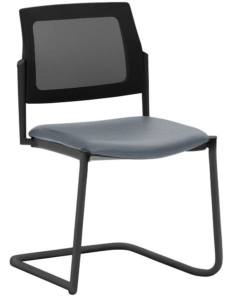 Mayer Sitzmöbel myPLANO chaise empilable/de conférence, revêtement d'assise gris clair, structure revêtue par poudre noire, 2519_F3_30324