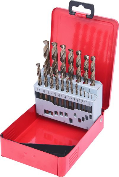 KS Tools HSS-G Co 5 jeu de forets hélicoïdaux, cassette en tôle d'acier 19 pièces 1-10 mm, 330.3610