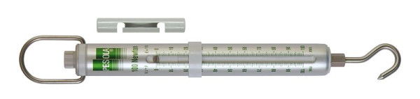 PESOLA tensiomètre/forcemètre / balance à ressort 100N, division 1N, ligne macro, vert, avec crochet, 80098