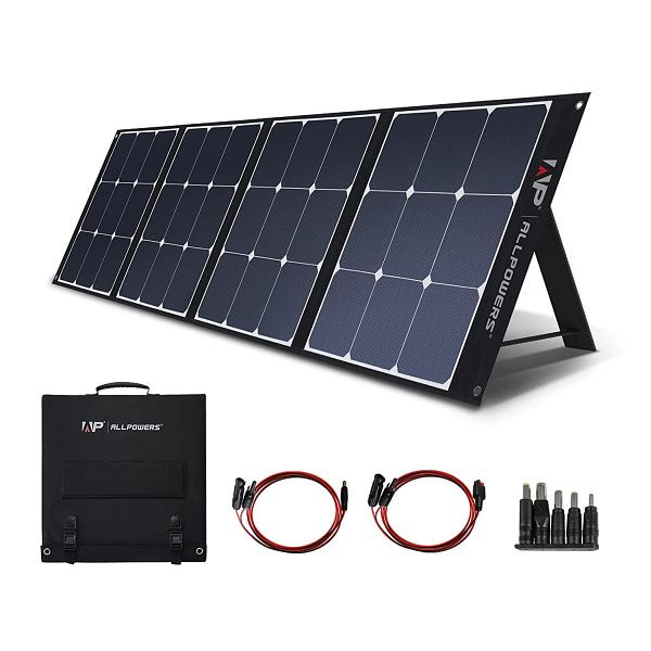 ALLPOWERS 200W Panneau Solaire Pliable Monocristallin avec Sortie MC-4 + Support de Montage, SP035