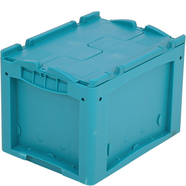 BITO petit porte-charge KLTD avec couvercle /KLTD43270D 400x300x270 turquoise, couvercle double plancher, C0572-0016