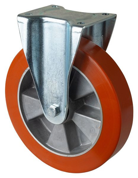 BS Rolls Roulette robuste, roulette fixe, largeur 50 mm, Ø250 mm, jusqu'à 1000 kg, polyuréthane coulé 95 Shore A, corps de roue en aluminium, roulement à billes, L610.B90.250