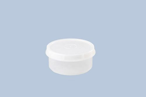 Pot à vis DENIOS 250 ml, en PP, rond, transparent, avec couvercle, adapté aux aliments, paquet de 25, 308397
