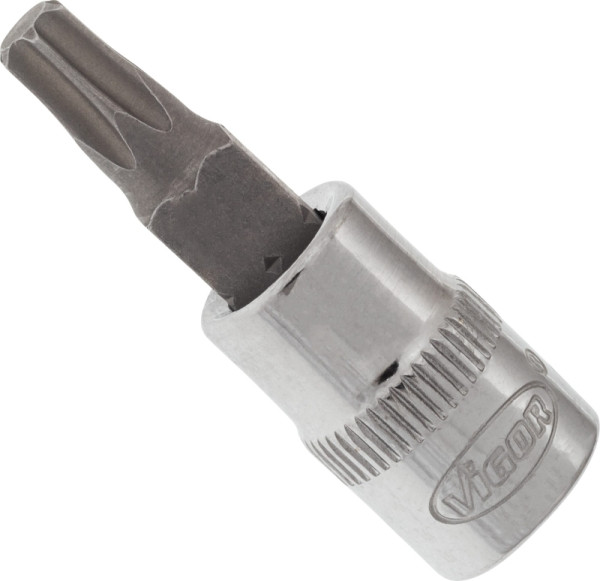 Embout de tournevis VIGOR TORX, carré creux 6,3 mm (1/4 pouce), profil TORX interne, T27, V2130N
