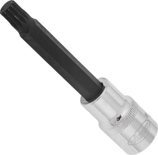 VIGOR Embout de tournevis cannelé interne (XZN), carré creux 12,5 mm (1/2 pouce), profil cannelé interne XZN, M9, longueur : 100 mm, V2113