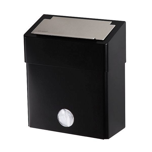 Conteneur à déchets hygiéniques Air Wolf pour serviettes hygiéniques, série Omega, H x L x P : 424 x 278 x 125 mm, acier inoxydable noir mat, 29-552