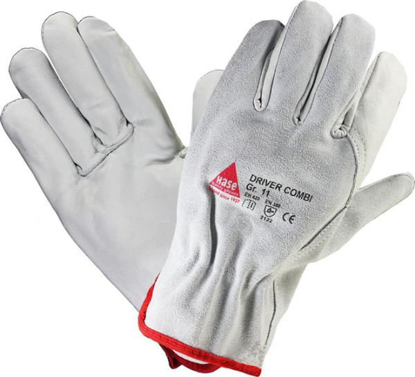 Hase Safety DRIVER-COMBI, Gants de sécurité à 5 branches en cuir nappa, taille : 9, UE : 12 paires, 850530-9