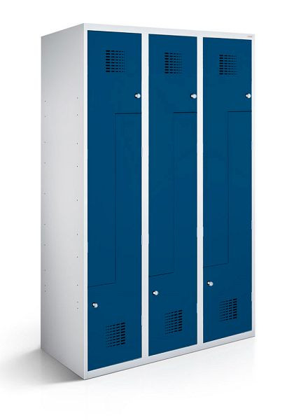 KEMMLIT Casier Z avec 3 compartiments et 6 portes 40cm avec fond fermé, bleu gentiane 5010, loquet rotatif, 100182