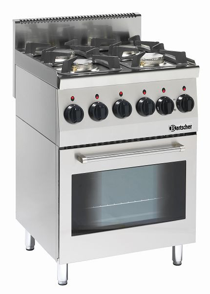 Cuisinière à gaz Bartscher 600, B600, 4 flammes, four électrique, 1315563