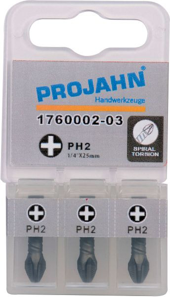 Embout de torsion 1/4" Projahn ACR2 L25 mm Phillips Nr 3 pack de 3, 176003-03
